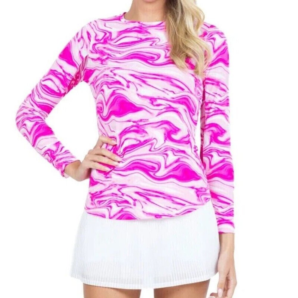 IBKUL Long Sleeve Crew Neck Top Devin Pink NWT
